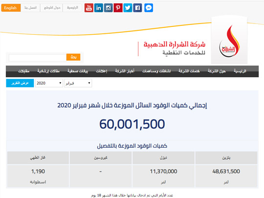 صورة خدمة التقارير الشهرية على الموقع الرئيسي للشركة